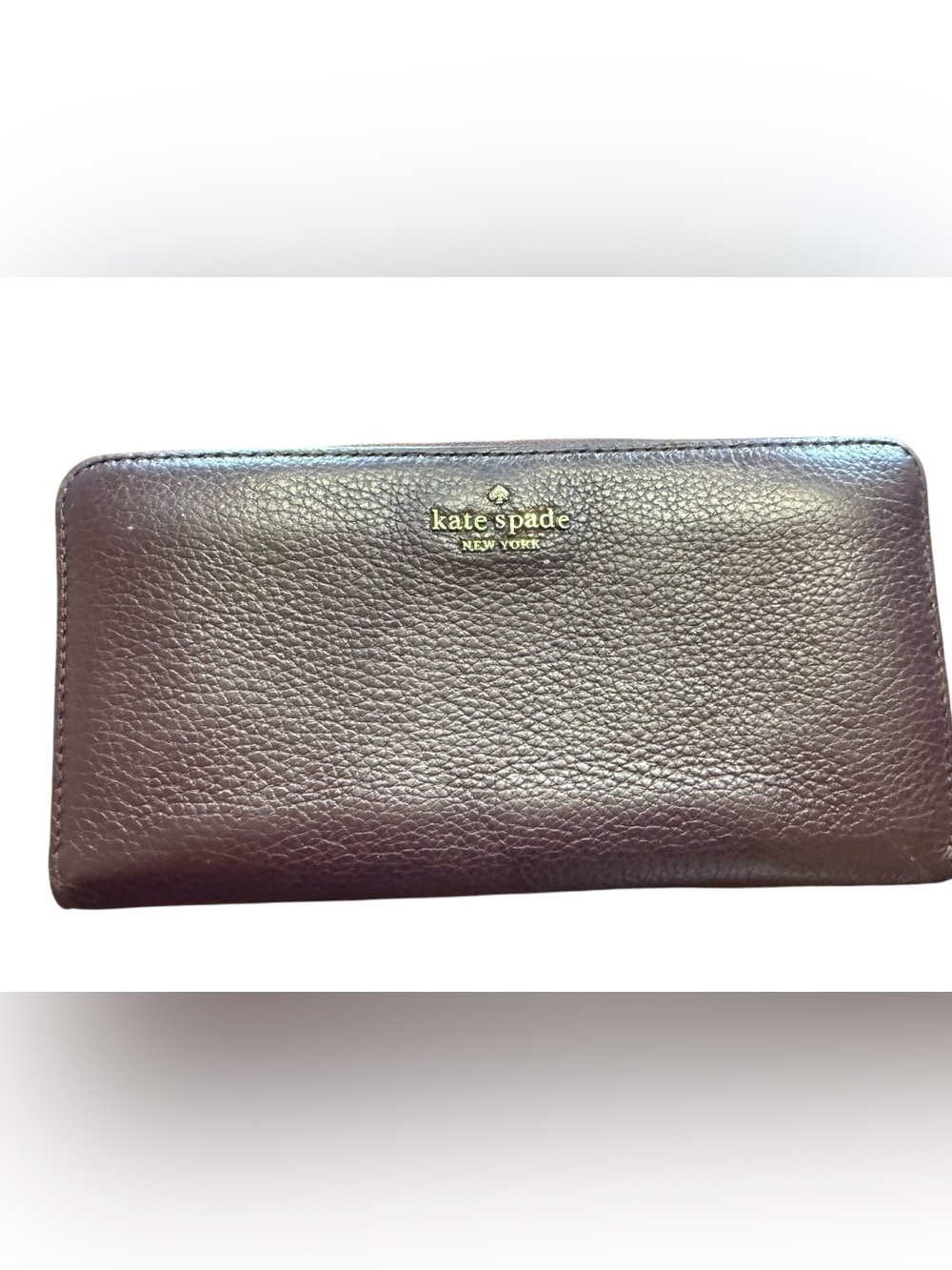 Kate Spade New York Burgundy Pebbled Leather Zip Around Continental Wallet